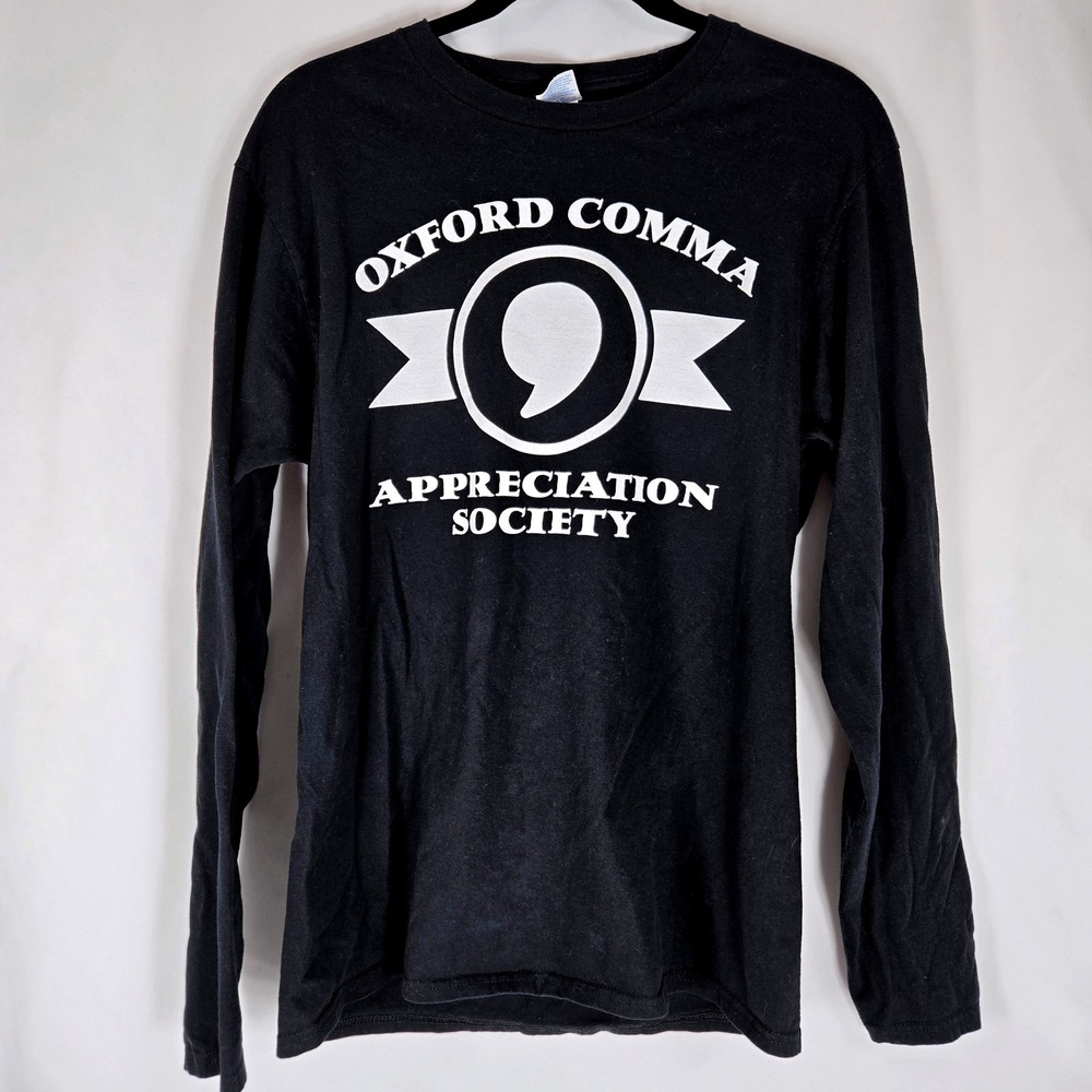 Oxford Comma Appreciation Society‎ Long Sleeve Logo T-Shirt M by Port & Company